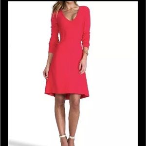 BCBG Maxazria Sydney Red Berry Size S A Line Dress Stretch Long Sleeve